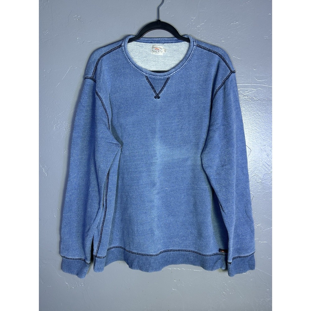 Men's Blue Brand LS Birdseye Crew sweatshirt Med. 100% Cotton